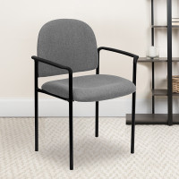 Flash Furniture Gray Fabric Stacking Chair with Arms BT-516-1-GY-GG